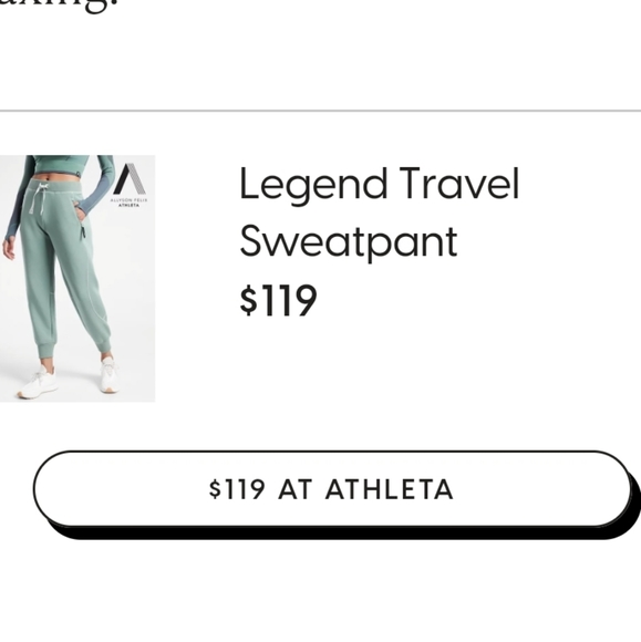 Allyson Felix Athleta Legend Travel Sweatpant Large - Picture 2 of 9